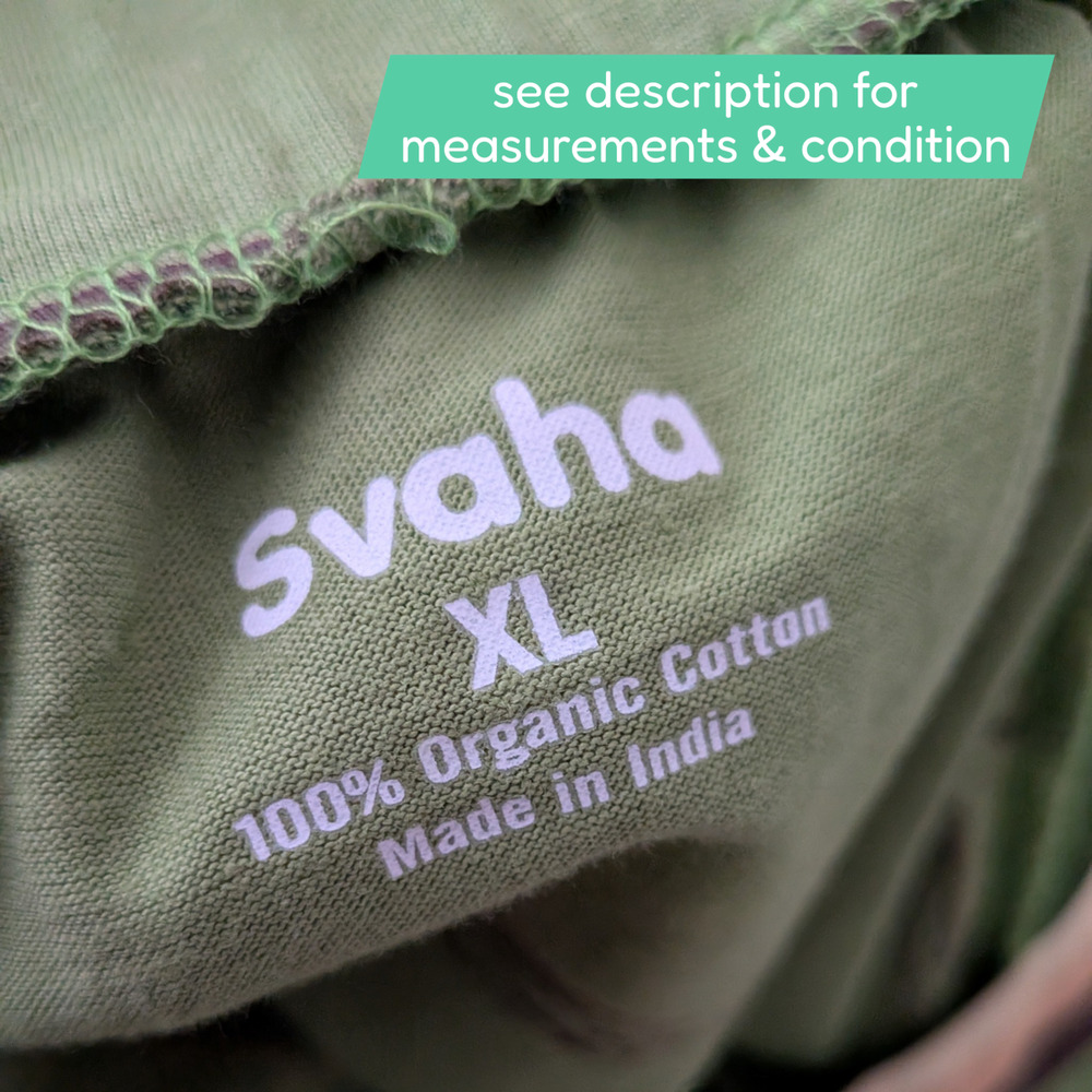 Svaha Midi Skirt XL Green Brown Stripe Arrows Organic Cotton Artsy Teacher Color - Picture 7 of 9